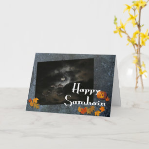 Carte Samhain-Lune pleine/Feuilles d'automne heureux