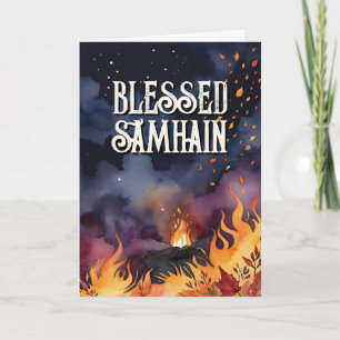 Carte Samhain Night Fall Forest Pagan Bonfire Halloween