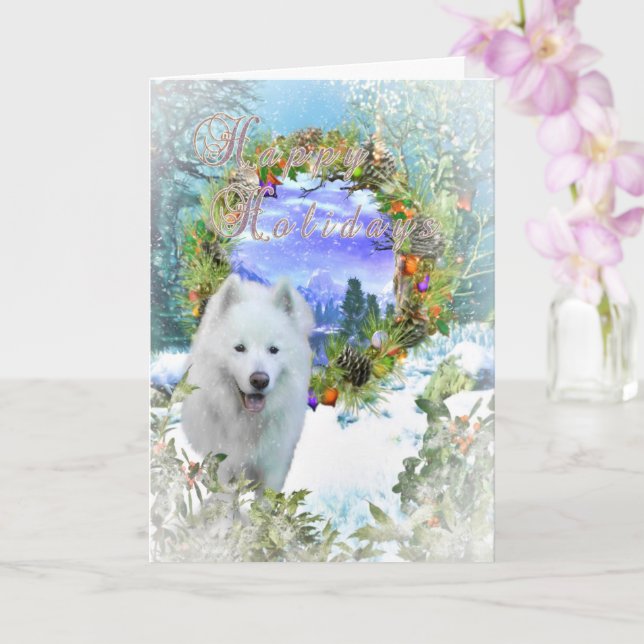 Carte Samoyed Chien HAPPY HOLIDAYS CHRISTMAS Card (Orchidée)