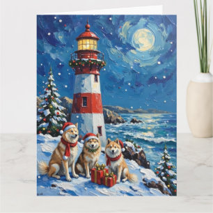 Carte Samoyède Phare de Noël Vacances