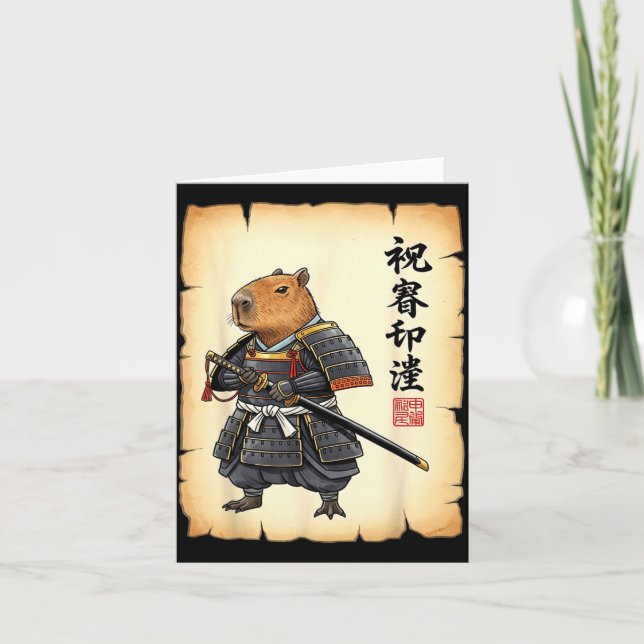 Carte Samurai Capybara Japanese Art Vintage Graphic Funn (Devant)