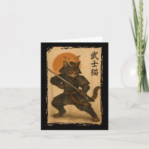 Carte Samurai Chat Warrior Japonais Ukiyo-e Artwork Chat