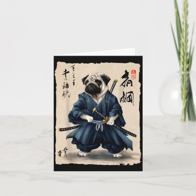 Carte Samurai Pug Japanese Anime Dog Pug Lover Funny For (Devant)