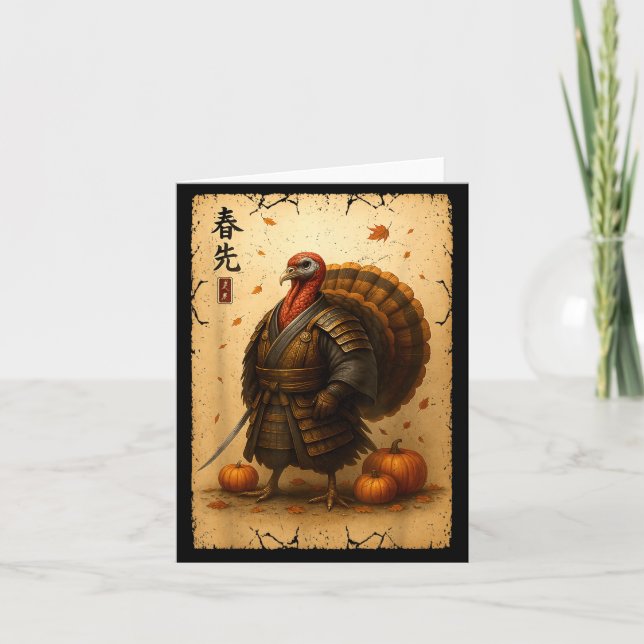 Carte Samurai Turkey Thanksgiving Japanese Warrior Anime (Devant)