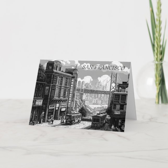Carte San Francisco noir et blanc personnalisée (Devant)
