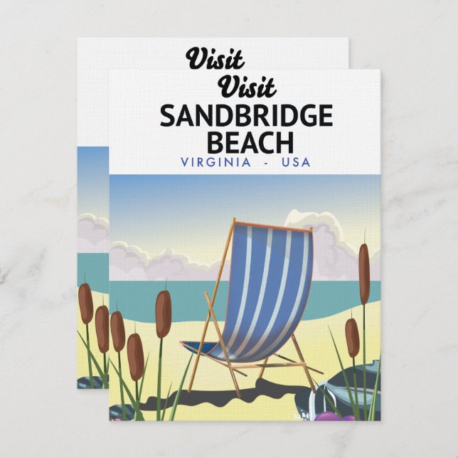 Carte Sandbridge Beach Virginia USA, (Devant / Derrière)