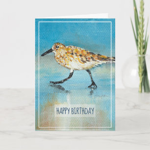 Carte Sandpiper Shorebird Plage côtière Joyeux anniversa