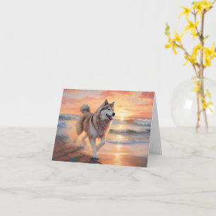 Carte Sandy Paws Malamute Alaskan Chien sur la Plage Cou