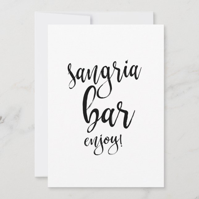 Carte Sangria Bar Mariage de calligraphie abordable (Devant)