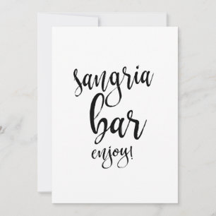 Carte Sangria Bar Mariage de calligraphie abordable