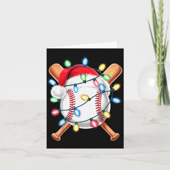 Carte Santa Baseball Player Santa Hat Men Boys Christmas (Devant)