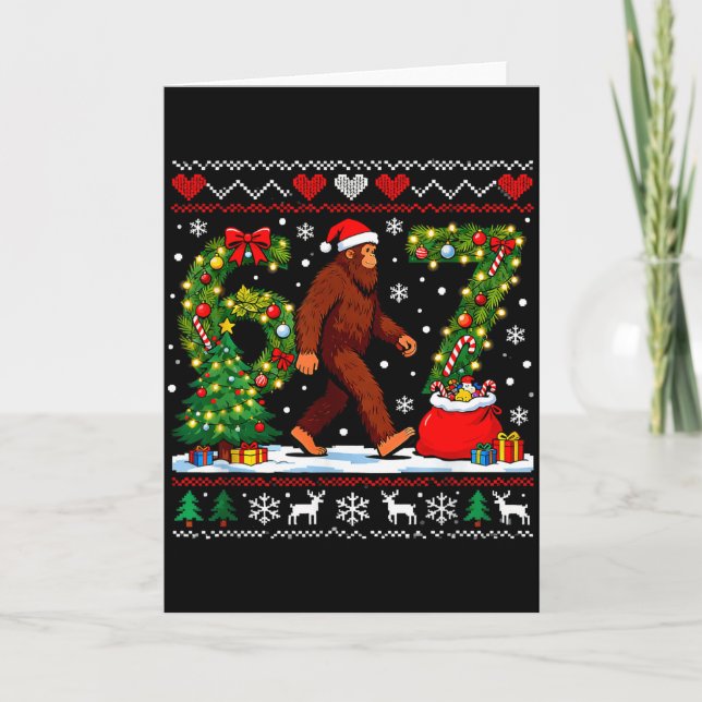 Carte Santa Bigfoot Christmas Tree Funny Sasquatch 67  (Devant)