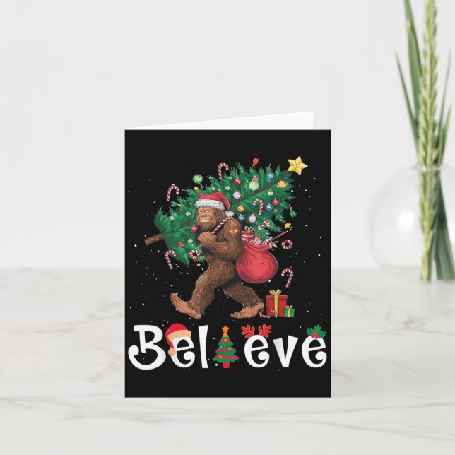 Carte Santa Bigfoot Christmas Tree Lights Sasquatch Beli (Devant)