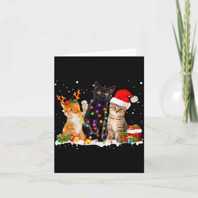Carte Santa Cat Light Gorgeous Reindeer Pajama Christmas (Devant)