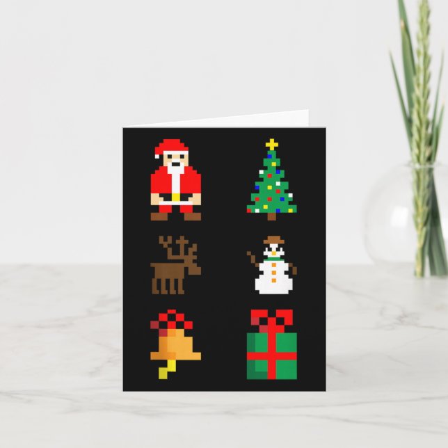 Carte Santa Christmas Tree Deer Snowman Bell Gift Xmas X (Devant)