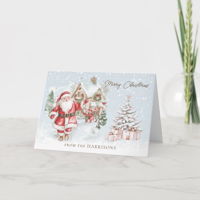 Carte Santa Christmas Tree Greeting Card (Devant)
