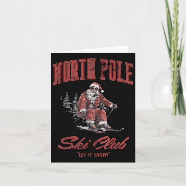 Carte Santa Claus Christmas Snow Skiing At The North Le  (Devant)