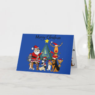 Carte Santa Claus et Reindeer et Dog Friends Art
