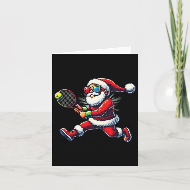 Carte Santa Claus Jouer Tennis Jeu Tennis Racket Chri (Devant)