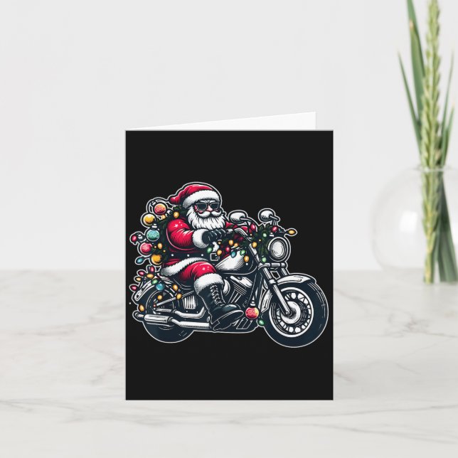 Carte Santa Claus On Motorcycle Funny Biker Christmas Xm (Devant)
