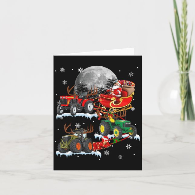 Carte Santa Claus Riding Tractor Sleigh Christmas Tracto (Devant)