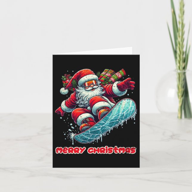 Carte Santa Claus Snowboard Joyeux Noël Hiver Ho (Devant)