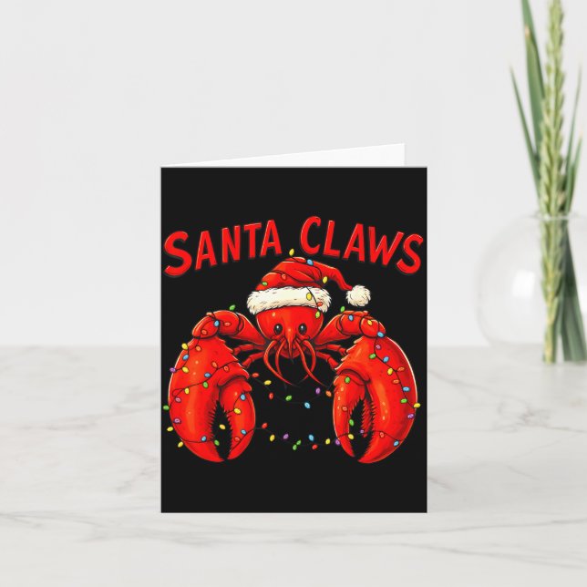 Carte Santa Claws Funny Christmas Lobster With Lights  (Devant)