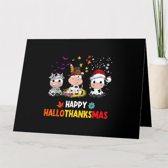 Carte Santa Cow Happy Hallothanksmas Halloween Thanksgiv (Devant)