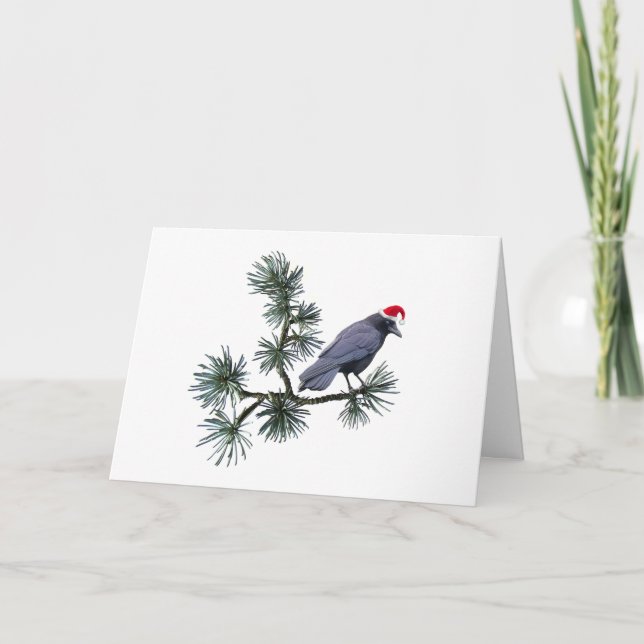 Carte Santa Crow Pine Christmas Card (Devant)