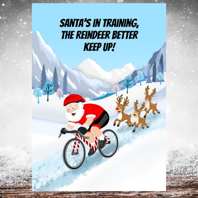 Carte Santa Cycling with Reindeer (Créateur téléchargé)