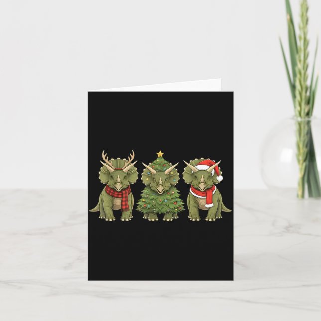 Carte Santa Dinosaur Christmas Tree Triceratops Lover Xm (Devant)
