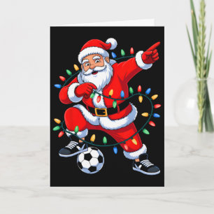 Carte Santa en dabant Noël Lumières Football Noël Garçon