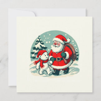 Carte Santa et petit ours polaire