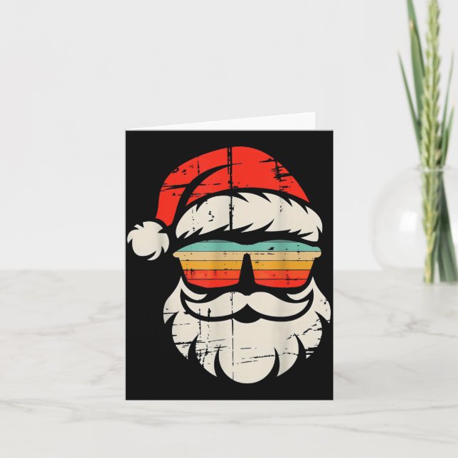 Carte Santa Face Retro Sungles Christmas  (Devant)