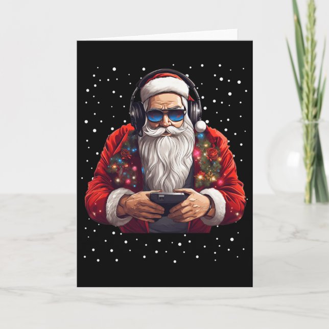 Carte Santa Gaming Video Gamer Game Controller Xmas Snow (Devant)