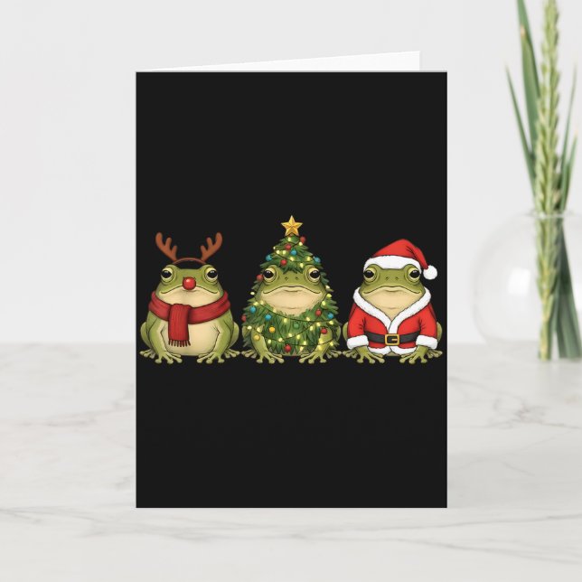 Carte Santa Green Frog Christmas Tree Frog Lover Animal  (Devant)