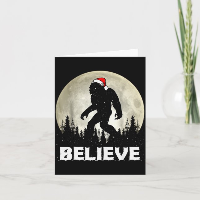 Carte Santa Hat Bigfoot Believe Christmas Lights Rock Sa (Devant)