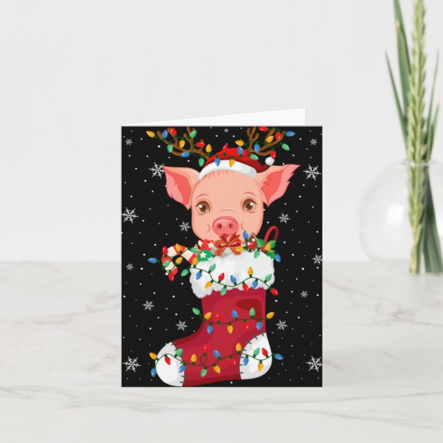 Carte Santa Hat G Animal In Socks Xmas Tree Lights T Shi (Devant)