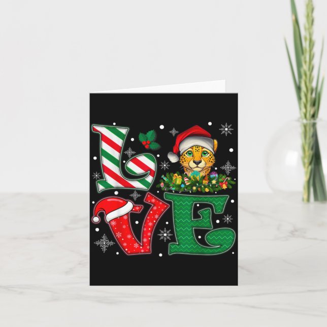Carte Santa Hat Love Cheetah Animal Xmas Men Women Girls (Devant)