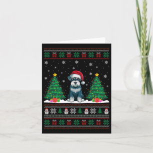 Carte Santa Hat Schnauzer Chien Feux de Noël Lumières