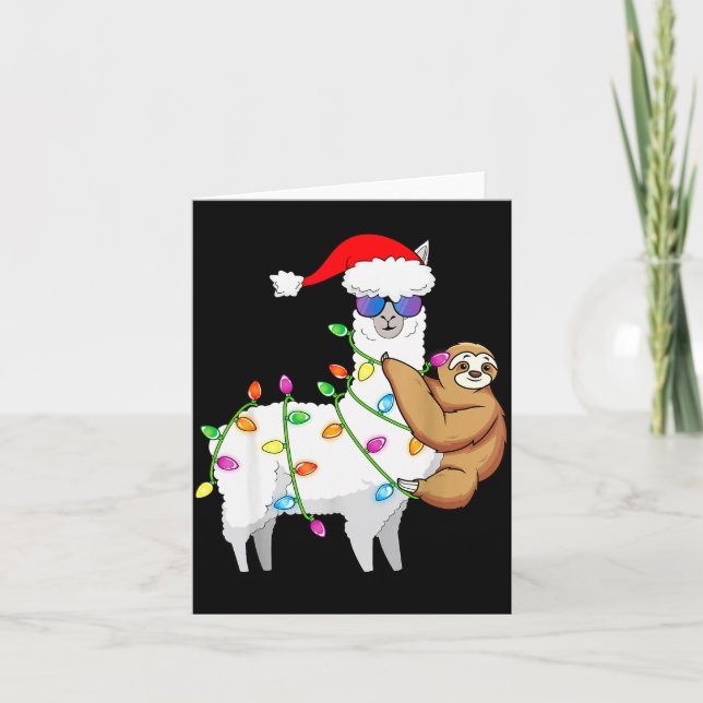 Carte Santa Llama Xmas Funny Llama Sloth Christmas  (Devant)