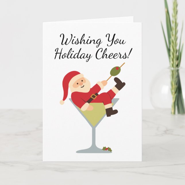 Carte Santa Martini Holiday Cheers Christmas Card (Devant)
