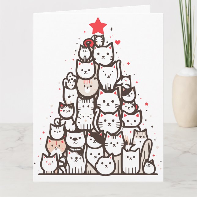 Carte Santa Paws Chat Joyeux Noël Chatmas Tree  (Devant)
