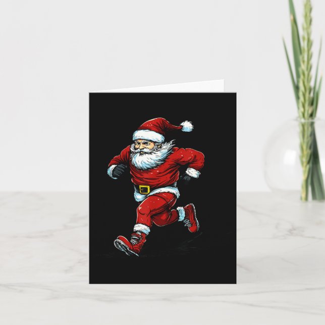 Carte Santa Running Cross Country Xc Runner Christmas Xm (Devant)