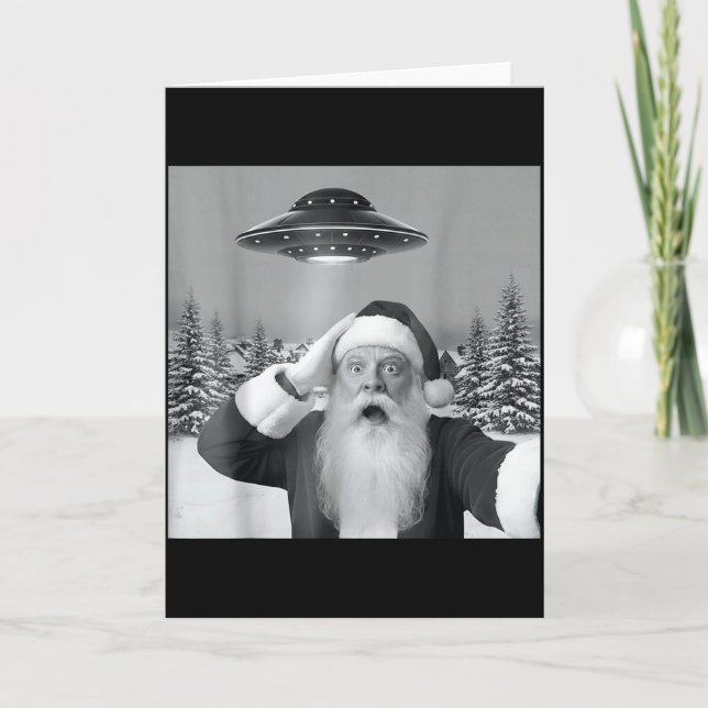 Carte Santa Selfie With Reindeer Ufo Funny Xmas Men Wome (Devant)