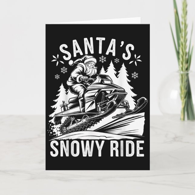 Carte Santa Snowmobile Riding Snowmobiling Christmas  (Devant)