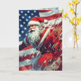Carte Santa Wishes you a Star Spangled Holiday