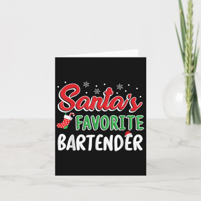Carte Santa's Favorite Bartender T Shirt Cute Xmas Party (Devant)