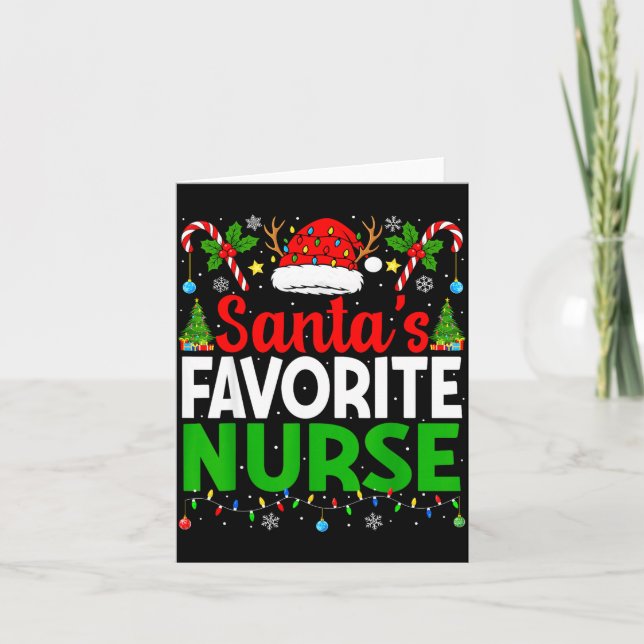 Carte Santas Favorite Nurse Rn Christmas Nursing Christm (Devant)