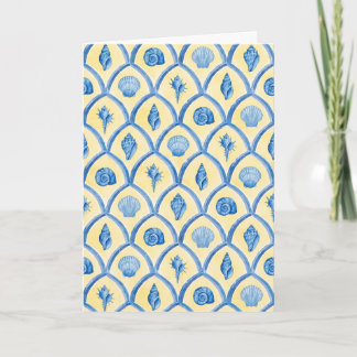 Carte Santorini Shells Yellow Blue Watercolor Stationery